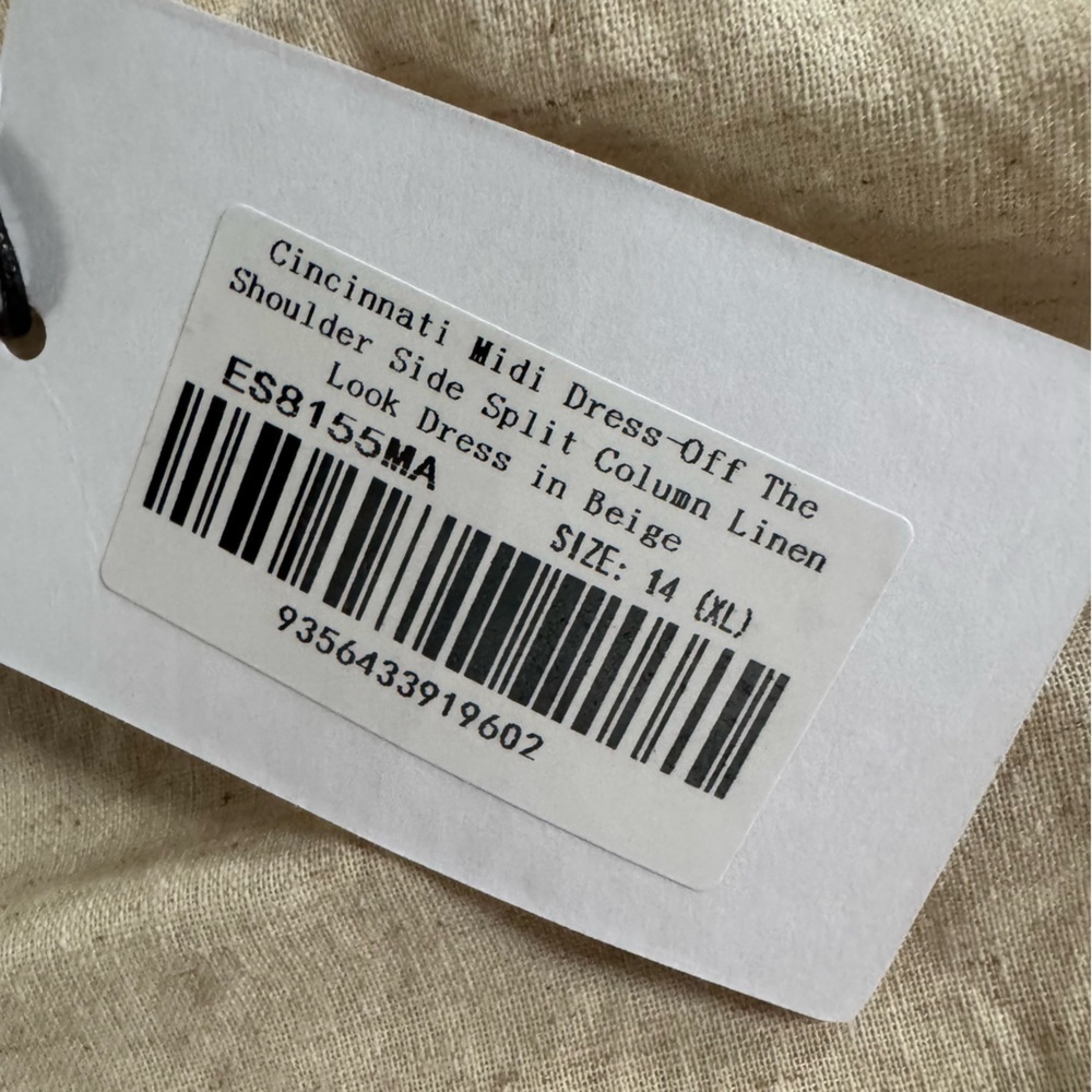 SHOWPO Cincinnati maxi beige Dress off shoulder cotton linen slit classy 10 new - Picture 4 of 15